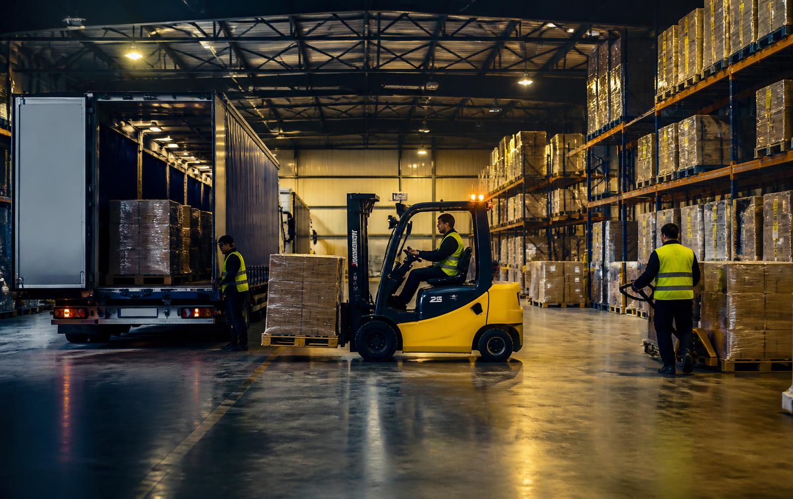 FEP Transport warehouse crew loading pallets onto a truck